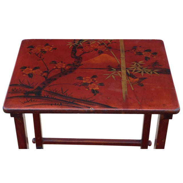 Paint Japanese Red Lacquer Nesting Tables, 1900s, Set of 4 For Sale - Image 7 of 9