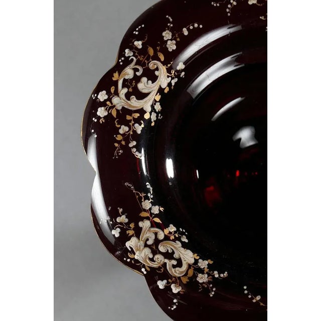 19th Century Bohemian Crystal Cup in Ruby Red with Enameled Decoration For Sale - Image 5 of 9