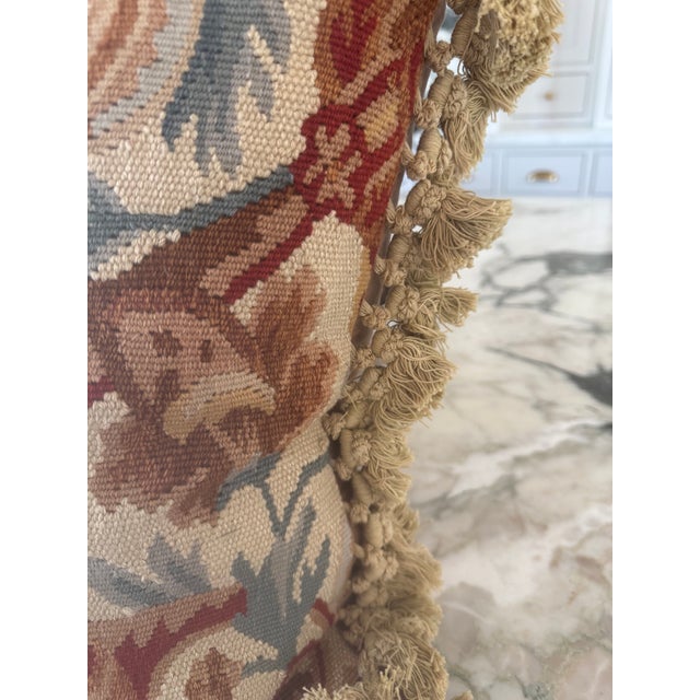 Beautiful French,Aubusson Tapestry pillow with fringe trim,velvet backing,original condition,unaltered,very clean,previous...