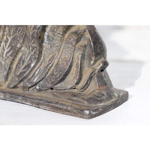 1920s English Art Deco Warrior Woman Pewter Automobile Mascot Hood Ornament For Sale - Image 10 of 13