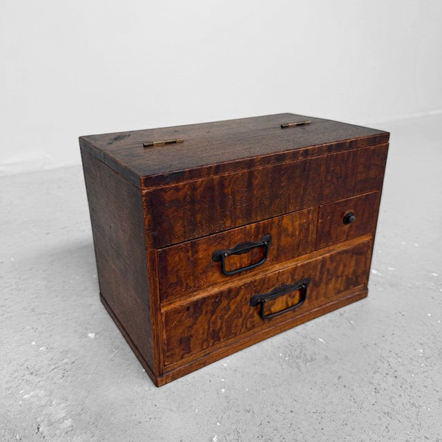 Brown Japanese Shōwa Hari Bako Sewing Box, 1950s For Sale - Image 8 of 11