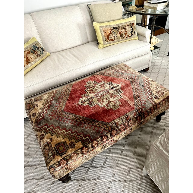 1980s 1980s Turkish Anatolian Rug Stool Ottoman or Coffee Table For Sale - Image 5 of 12
