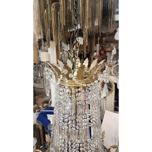 Bronze Early 19th Century Crystal and Bronze Chandelier For Sale - Image 8 of 10