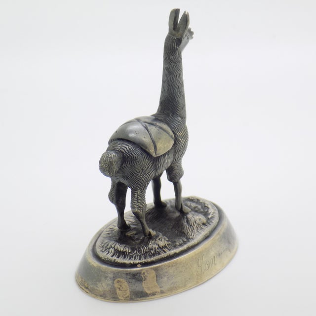 Sculpture Materials Vintage Peruvian Handmade Genuine Sterling Silver Camusso Brand Llama Figurine For Sale - Image 7 of 10