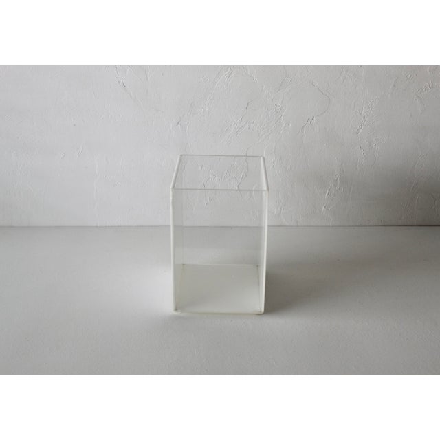 Plastic Vintage Tizo Style White Lucite Acrylic Waste Basket For Sale - Image 7 of 12