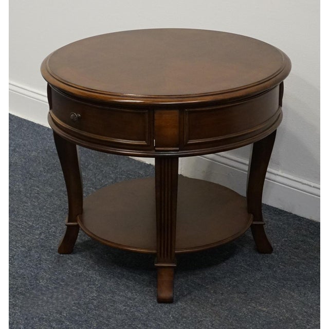 Contemporary Hooker Furniture Banded Bookmatched Cherry Contemporary Traditional Round Accent End Table For Sale - Image 3 of 13