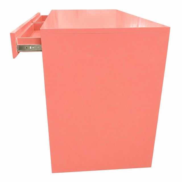 2010s Modern Two-Drawer Desk in Benjamin Moore Polka Dot Pink For Sale - Image 5 of 7