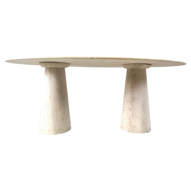 Stone Vintage Oval Travertine Dining Table, 1970s For Sale - Image 7 of 7