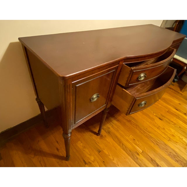 Vintage Brown Wood Buffet With Cabinets & Drawers For Sale - Image 11 of 18