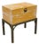 Vintage Small Campaign Style Trunk Chest on Brass Base Accent Side Table For Sale