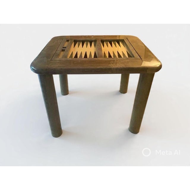 Textile Unique Vintage Goatskin Card/Backgammon Table For Sale - Image 7 of 10