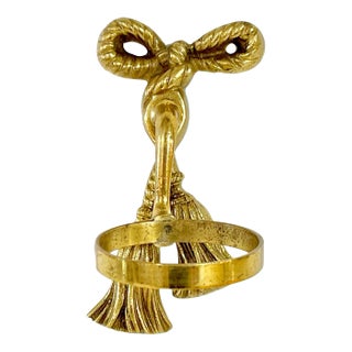 Vintage French Brass Bow and Tassel Bathroom Cup Holder For Sale