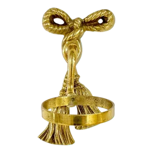 Vintage French Brass Bow and Tassel Bathroom Cup Holder