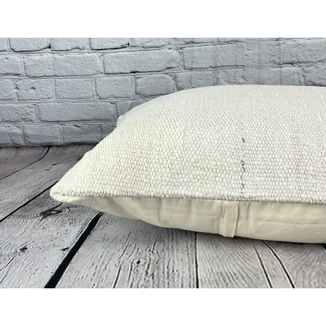16 x 24 Hemp Pillow Turkish Cushion Natural White Pillow Cushion Cover For Sale - Image 4 of 4