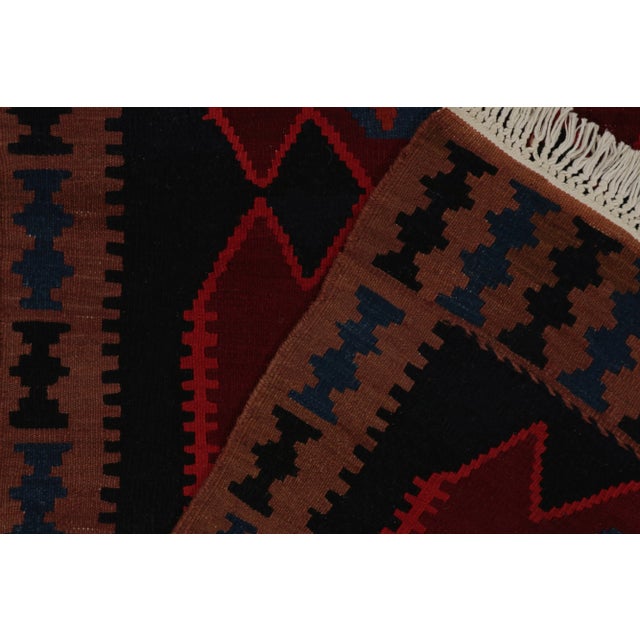Vintage Ghazvin Kilim in anBlack With Red and Blue Geometric Patterns For Sale In New York - Image 6 of 7