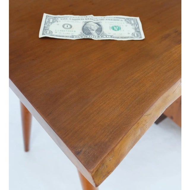 Wood George Nakashima Turned Wood Dowel Shape Leg Single Pedestal Small Desk For Sale - Image 7 of 13