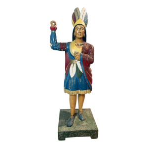 Vintage Hand-Carved Wood Cigar Store Figure – Americana Folk Art
