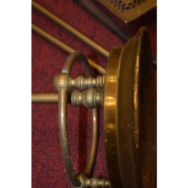 Vintage Heavy Brass / Iron Fireplace Tools Companion 4 Piece Cleaning Set For Sale - Image 18 of 18