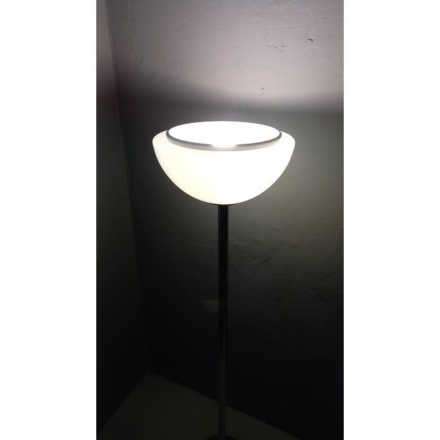 1970s Floor Lamp in Chrome with Milk Glass Lampshade, 1970s For Sale - Image 5 of 10
