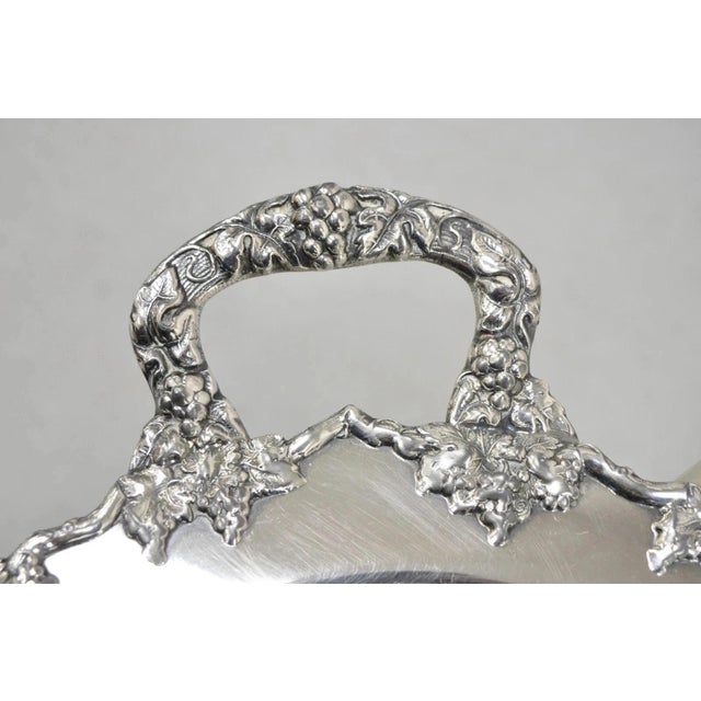 Vintage Crescent 1082 Victorian Style Silver Plated Oval Serving Platter Tray For Sale - Image 10 of 10