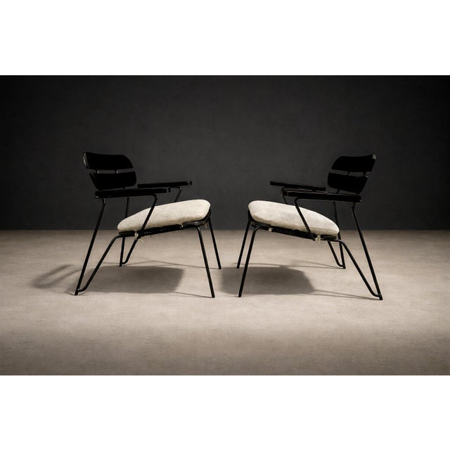 Armchairs in Ebonized Wood & Metal, Carlo Hauner, 1950s For Sale - Image 16 of 16