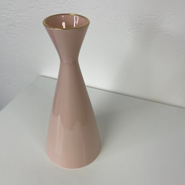 Mid-Century Modern Mid-Century Lenox Pink Bud Vase With Gold Rim & Laurel Mark – Made in Usa For Sale - Image 3 of 8