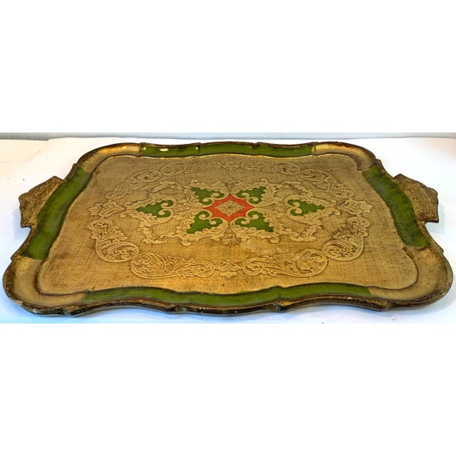 Vintage Extra Large Gilt Wood Gold Italian Tray For Sale - Image 4 of 6