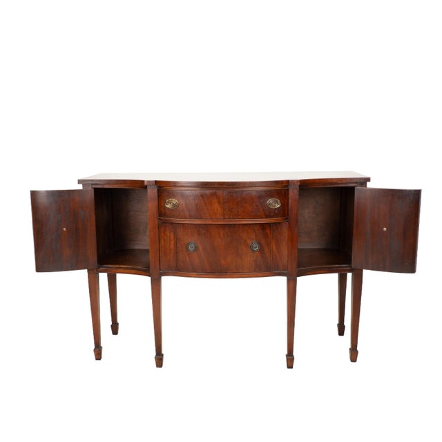 Vintage Mahogany Bow Front Buffet Server Hepplewhite Style Sideboard For Sale - Image 17 of 18