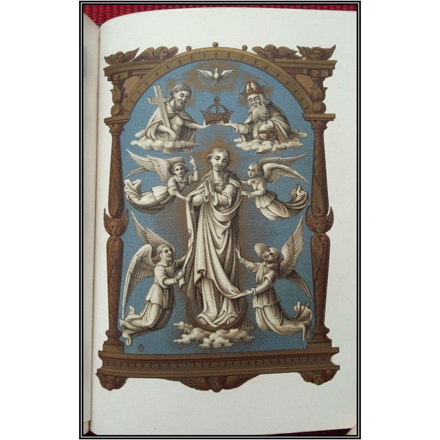 Metal (1884) Signed Binding Christian "Hours of the Holy Virgin" With 13 Chromolithographs - Illustrated Antique Devotional Christian Bible Art For Sale - Image 7 of 18