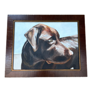 Contemporary Original Brown Lab Dog Portrait Painting on Canvas