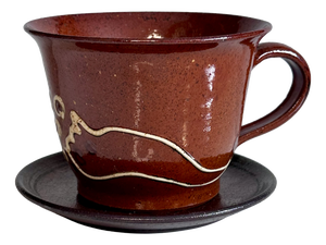 Modernist Studio Ceramic Art Piece Cup andSaucer from Helma Klett, Germany, 1970s, Set of 2