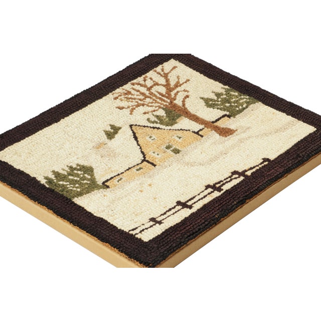This 1x1 antique hooked rug is an exceptional addition to Rug & Kilim's collection of American hooked rug and folk art...