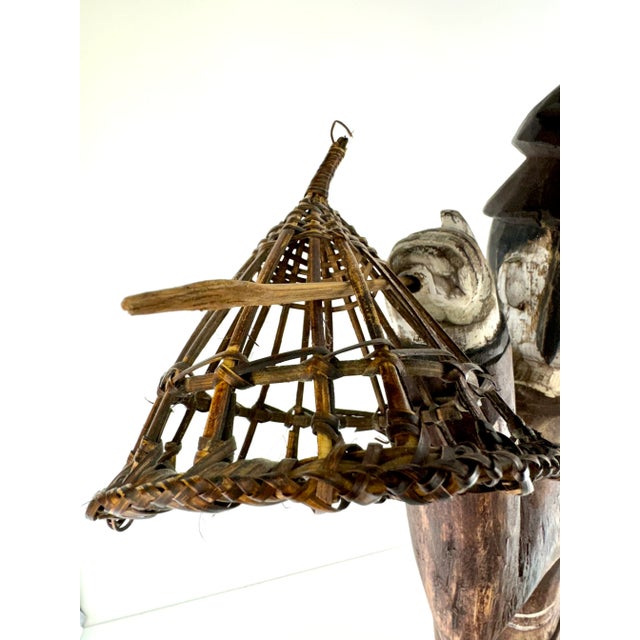 Vintage Hand Carved Wood Asian Fisherman For Sale - Image 4 of 11