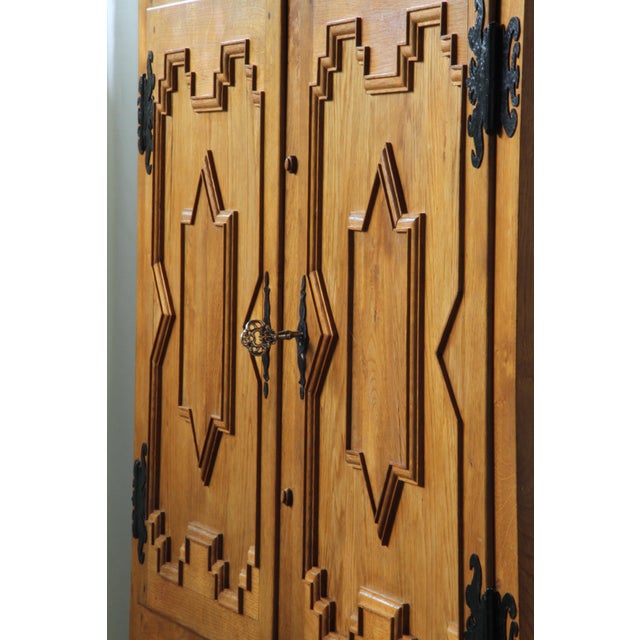 Vintage Baroque Danish Brutalist Oak Cabinet in the style of Henning Kjærnulf, 1960s For Sale - Image 9 of 16