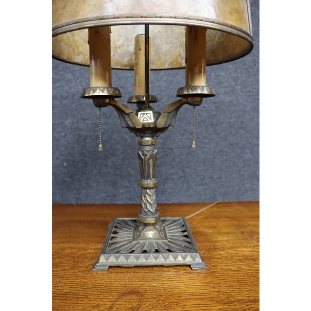Early 20th Century Early 20th Century Art Deco Three-Light Table Lamp With Mica Shade For Sale - Image 5 of 17
