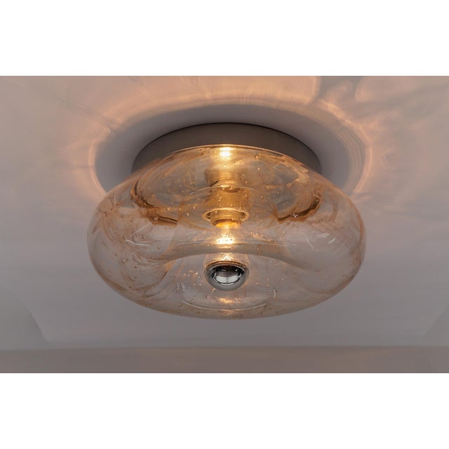 Large Mid-Century Modern Glass Donut Wall or Ceiling Lamp, Germany, 1960s For Sale - Image 3 of 13