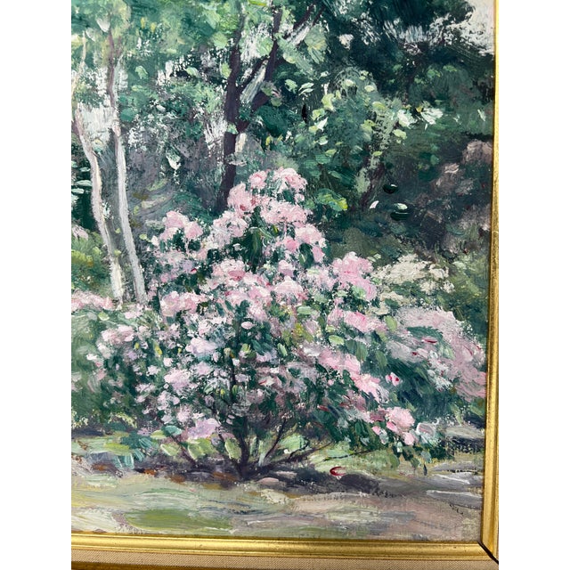 Vintage Impressionist Garden Landscape Oil Painting Signed Wm S Robinson For Sale - Image 4 of 7