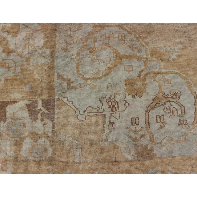 Vintage Turkish Kars Rug With Floral Medallion in Camel, Tan, Taupe, Gray, Sand 7′5″ × 10′8″ For Sale - Image 9 of 12