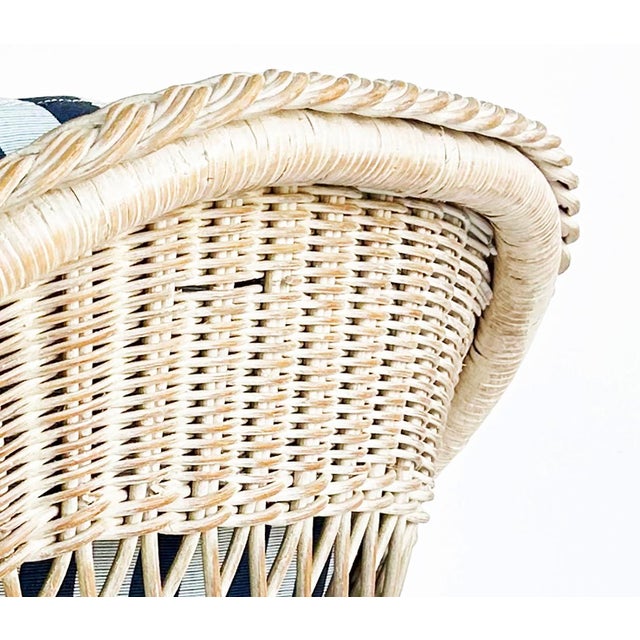 1970s Henry Link Rattan Lounge Chairs, Ottomans, New Sunbrella Upholstery, 2 Pairs For Sale - Image 15 of 18