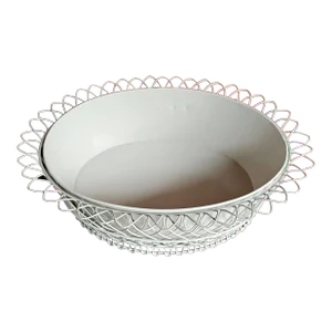White Oval Wireware Cachepot With Liner
