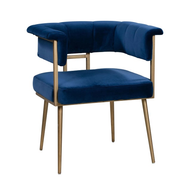Navy Blue Astrid Navy Velvet Chair For Sale - Image 8 of 8