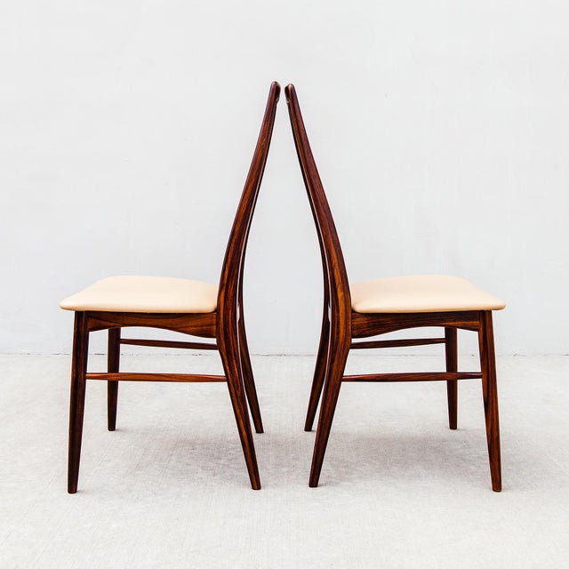 1970s Restored Danish Mid Century Modern Rosewood "Eva" Dining Chairs by Niels Koefoed For Sale - Image 9 of 13