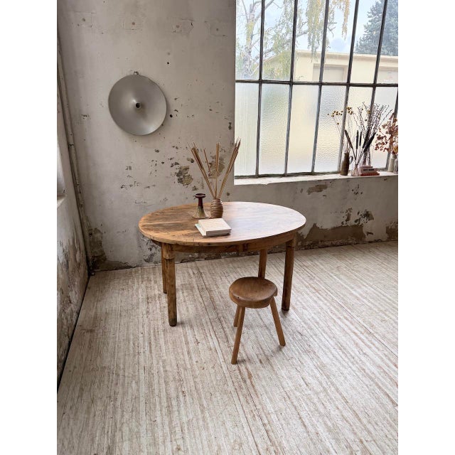 Oval Walnut Farmhouse Table, 1950s For Sale - Image 4 of 18
