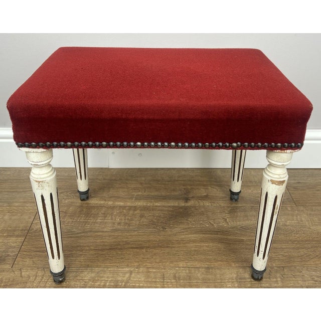 Vintage French Upholstered Ottoman For Sale - Image 9 of 9