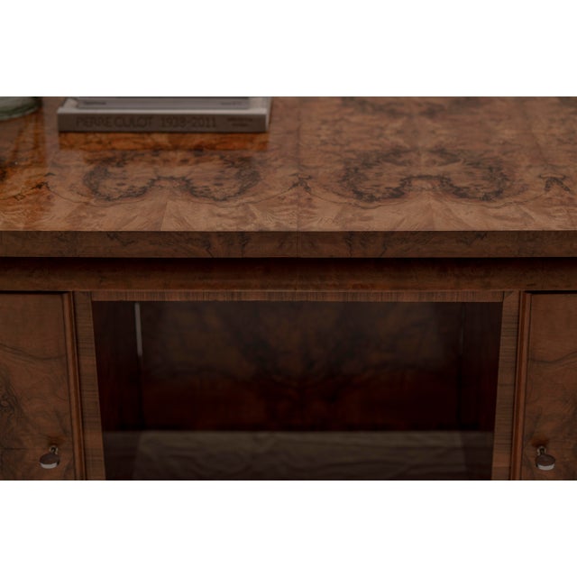 Burlwood Desk or Center Table, 1940s For Sale - Image 9 of 17