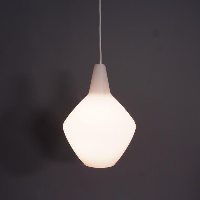 Mid-Century Modern Onion Ceiling Lamp in Frosted Glass by Lisa Johansson-Pape for Asea, Sweden, 1950s For Sale - Image 3 of 5