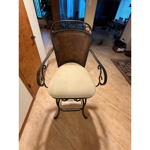 Hooker Furniture Three Hooker Swivel Barstools For Sale - Image 4 of 5