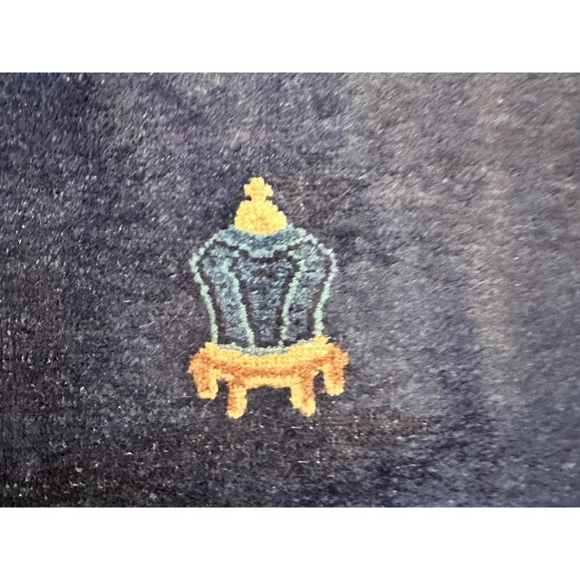 1920s Traditional Navy Blue Open Field Antique Chinese Peking Runner Rug For Sale - Image 4 of 9