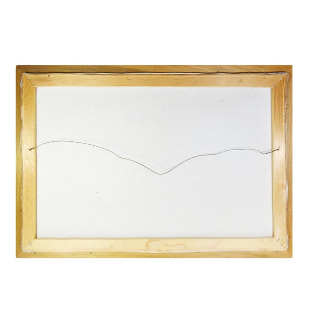 Green Mid 20th Century Framed Oil Painting Impressionist Courtyard Scenic Garden With Seaside View For Sale - Image 8 of 8