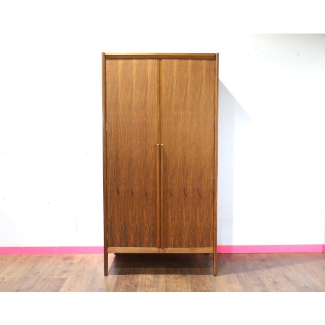 Brown 1960s Mid Century Modern Vintage Gentlemens Armoire Wardrobe by Younger Danish Style For Sale - Image 8 of 13
